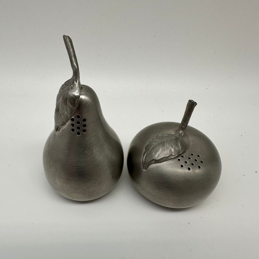 Kirk Pewter Apple & Pear Fruit Salt and Pepper Shaker Set
